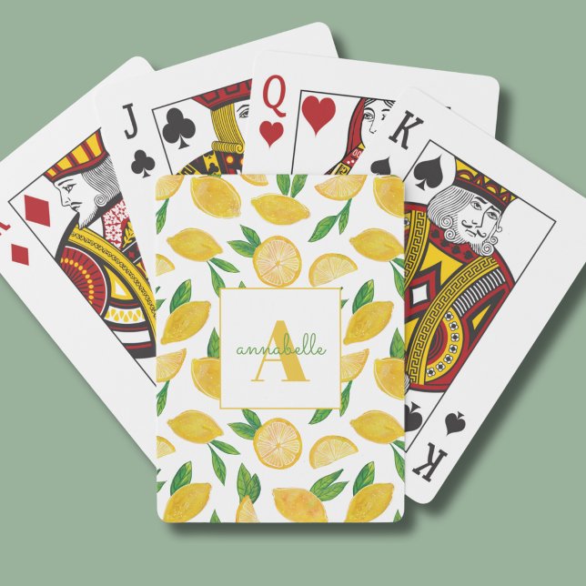 Citrus Lemon pattern Playing Cards (Citrus lemon pattern personalized playing cards)