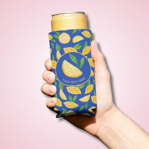 Citrus Lemon pattern Seltzer Can Cooler
