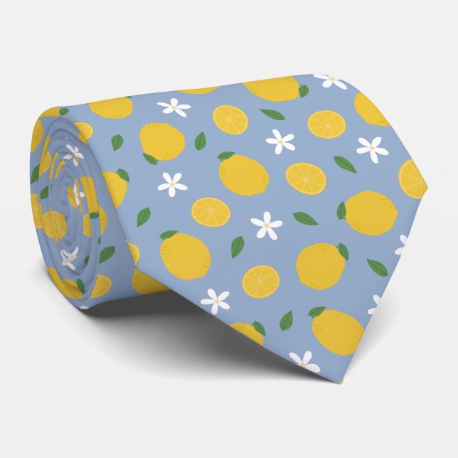 Citrus Lemon Pattern Tie (Rolled)