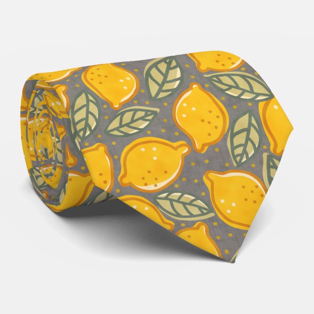 Citrus Lemon Pattern Tie (Rolled)
