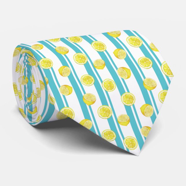 Citrus Lemon Pattern Tie (Rolled)