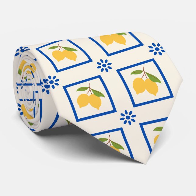 Citrus Lemon Pattern Tie (Rolled)