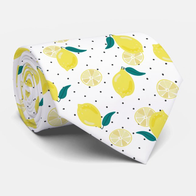 Citrus Lemon Pattern Tie (Rolled)