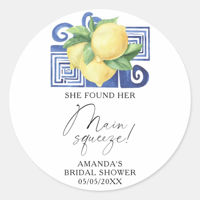 Citrus Lemon - She found her main squeeze Classic Round Sticker (Front)