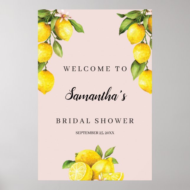 Citrus lemon summer bridal shower welcome sign (Front)