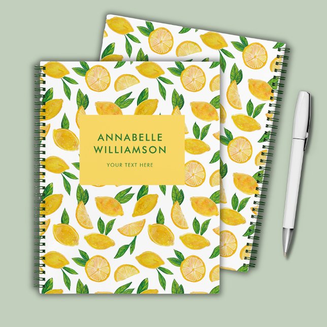 Citrus Lemon summer fruit pattern Notebook (Citrus lemon summer fruit personalized deluxe spiral notebook)