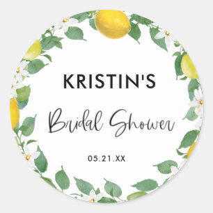 Citrus Lemon Theme Bridal Shower Thank You Favour Classic Round Sticker