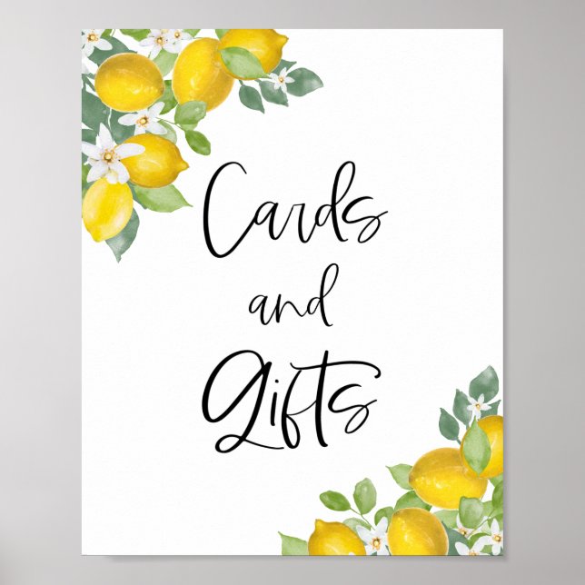 Citrus Lemon Theme Cards and Gifts Sign (Front)