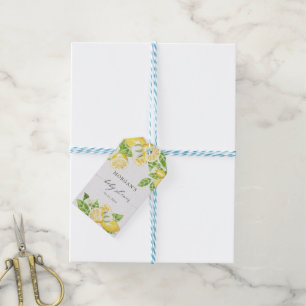 citrus lemon tree flower baby shower monogram gift tags
