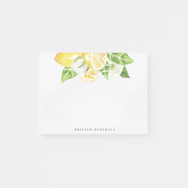 citrus lemon tree monogram post-it notes (Front)