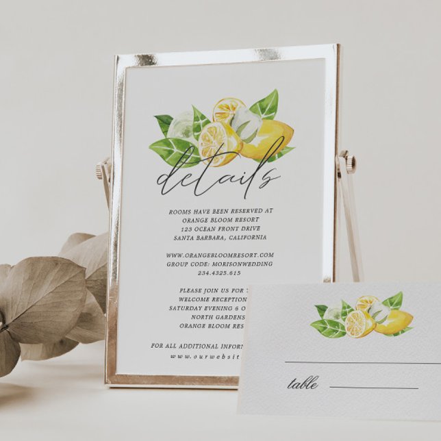 Citrus Lemon Tree Wedding Details Enclosure Card (Creator Uploaded)