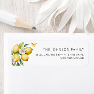 Citrus Lemon Watercolor Baby Shower Return Address Label