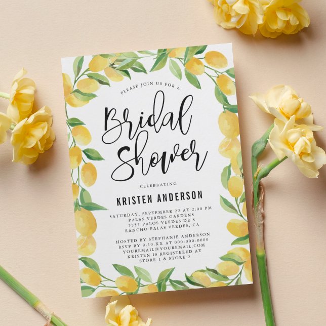 Citrus Lemon Watercolor Bridal Shower Invitation (Creator Uploaded)