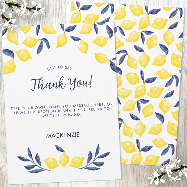 Citrus Lemon Watercolor Thank You Card (Creator Uploaded)