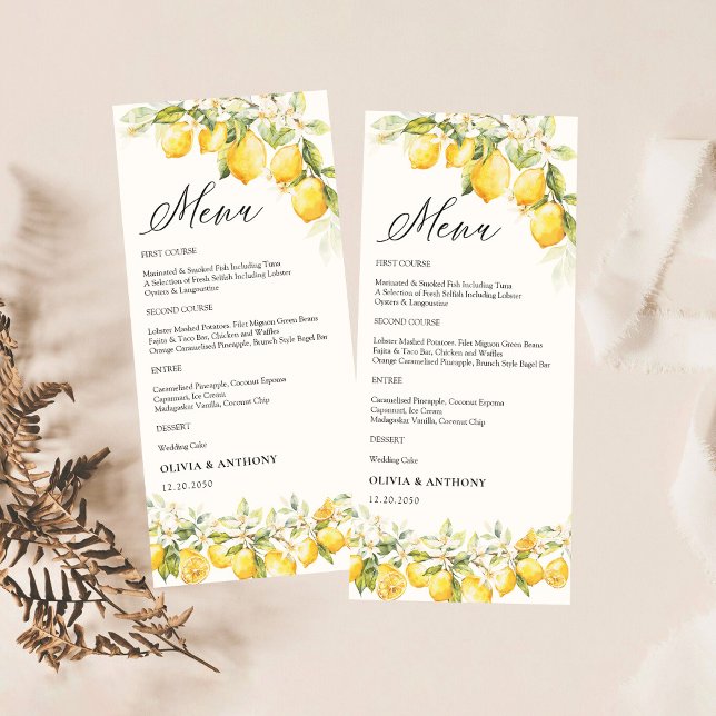 Citrus Lemon Wedding Menu (Creator Uploaded)