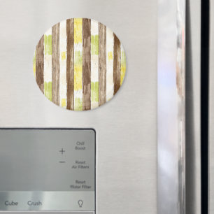 Citrus Lemon Yellow Lime Faux Wood Stripes Magnet