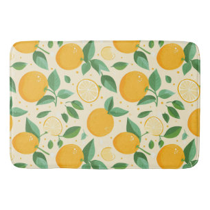 Citrus lemon yellow tropical fruit pattern bath mat