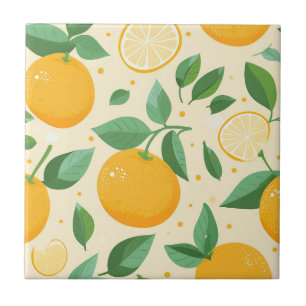 Citrus lemon yellow tropical fruit pattern ceramic tile
