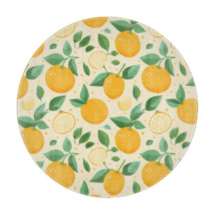 Citrus lemon yellow tropical fruit pattern cutting board