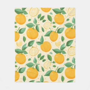 Citrus lemon yellow tropical fruit pattern fleece blanket