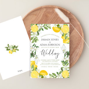 Citrus Lemons and Greenery Summer Fruits Wedding Invitation