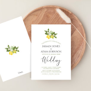 Citrus Lemons and Greenery Summer Fruits Wedding Invitation
