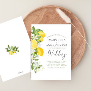Citrus Lemons and Greenery Summer Fruits Wedding Invitation