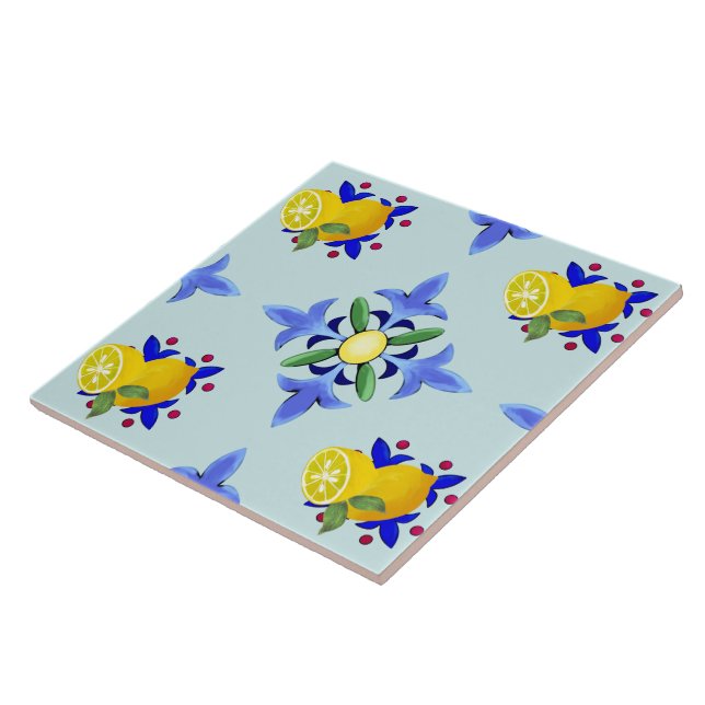 Citrus.lemons,majolica  ceramic tile (Side)