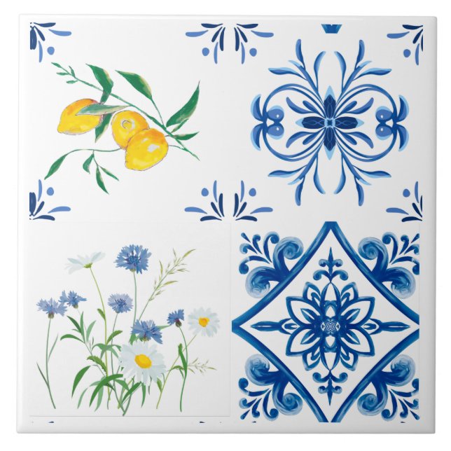 Citrus,lemons,mediterranean     ceramic tile (Front)