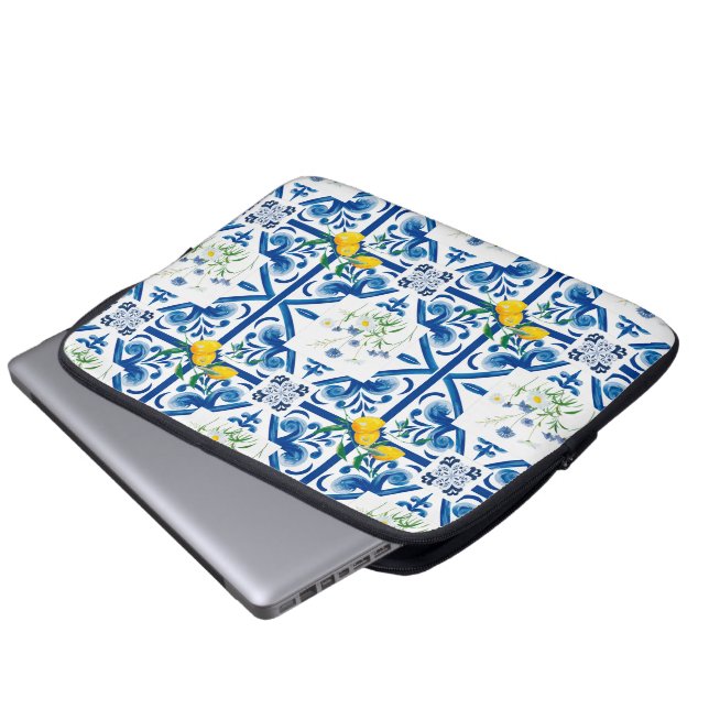 Citrus,lemons,mediterranean    laptop sleeve (Front Bottom)