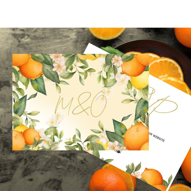 Citrus Lemons Oranges Botanical Modern Wedding RSVP Card (Creator Uploaded)