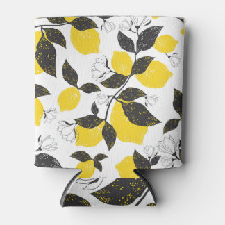 Citrus Lemons, Vintage Summer Seamless. Can Cooler