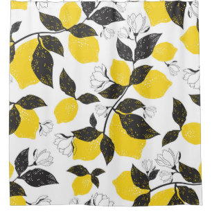 Citrus Lemons, Vintage Summer Seamless. Shower Curtain