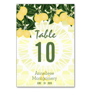 Citrus Lemons with Stripes   Table Cards