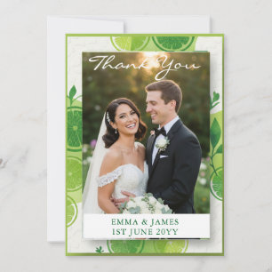 Citrus Lime & Chartreuse Green Summer Wedding Thank You Card