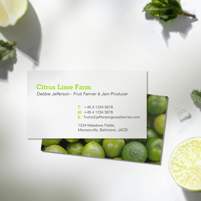 Citrus lime farmer jam maker green business cards (Creator Uploaded)