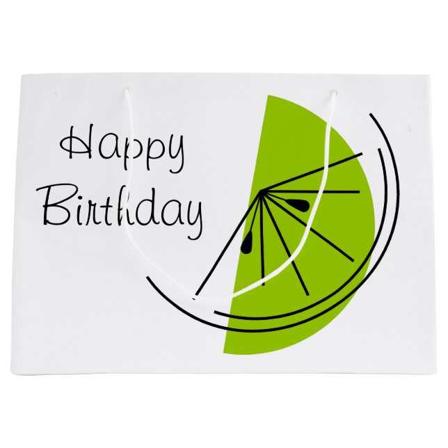 Citrus Lime Happy Birthday gift bag large (Front)