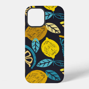 Citrus lime lemon doodle hand drawn pattern backgr iPhone 12 case