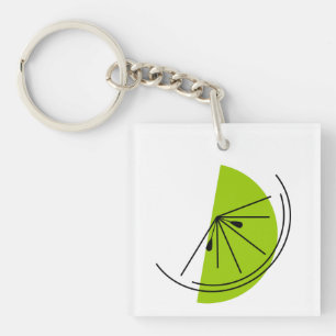 Citrus Lime Monogram square double-sided Key Ring