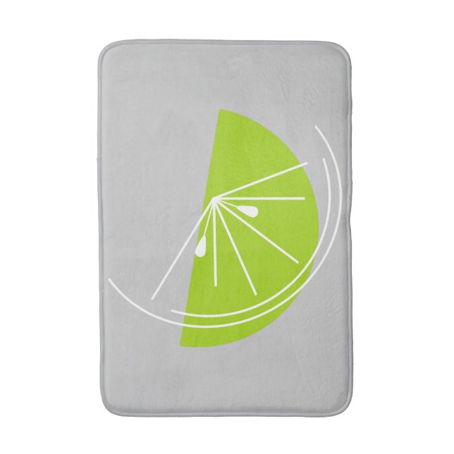 Citrus Lime White bath mat grey (Front Vertical)