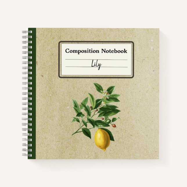 Citrus Limonium Illustration Personalised Comp Notebook (Front)