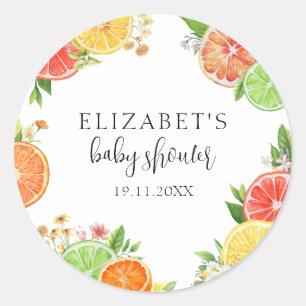 Citrus Little Cutie Baby Shower Classic Round Sticker