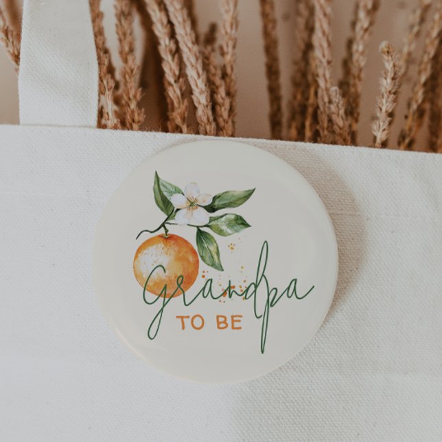 Citrus Little Cutie Baby Shower Grandpa To Be 6 Cm Round Badge (Creator Uploaded)