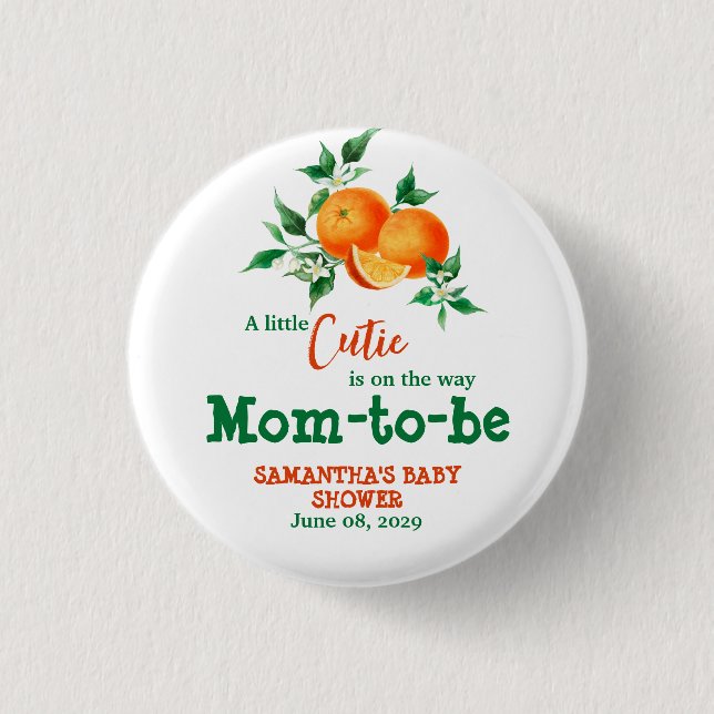 Citrus Little Cutie Botanical Orange Baby Shower C 3 Cm Round Badge (Front)
