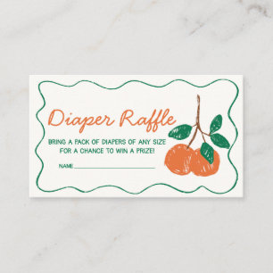 Citrus Little Cutie Modern Baby Diaper Raffle Enclosure Card