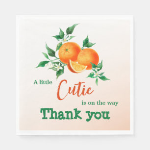 Citrus Little Cutie On The Way Orange Baby Shower Napkin