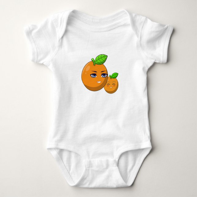 Citrus Love - loving orange mum and son Baby Bodysuit (Front)