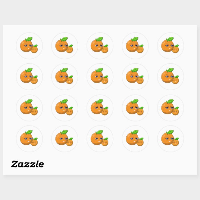 Citrus Love - loving orange mum and son Classic Round Sticker (Sheet)