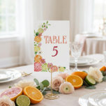 Citrus Main Squeeze Bridal Shower Table Number<br><div class="desc">Celebrate love with a fresh and vibrant “Main Squeeze” bridal shower theme, where citrusy charm meets elegant romance. This beautiful Table 5 sign features a delicate arrangement of watercolor lemons, oranges, grapefruit, and soft florals framing a clean white background. The warm coral lettering adds a cheerful pop of color while...</div>