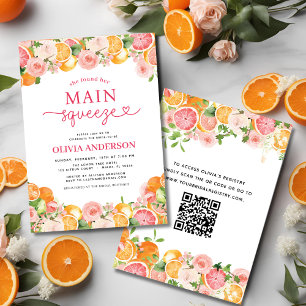 Citrus Main Squeeze QR Code Bridal Shower Invitation